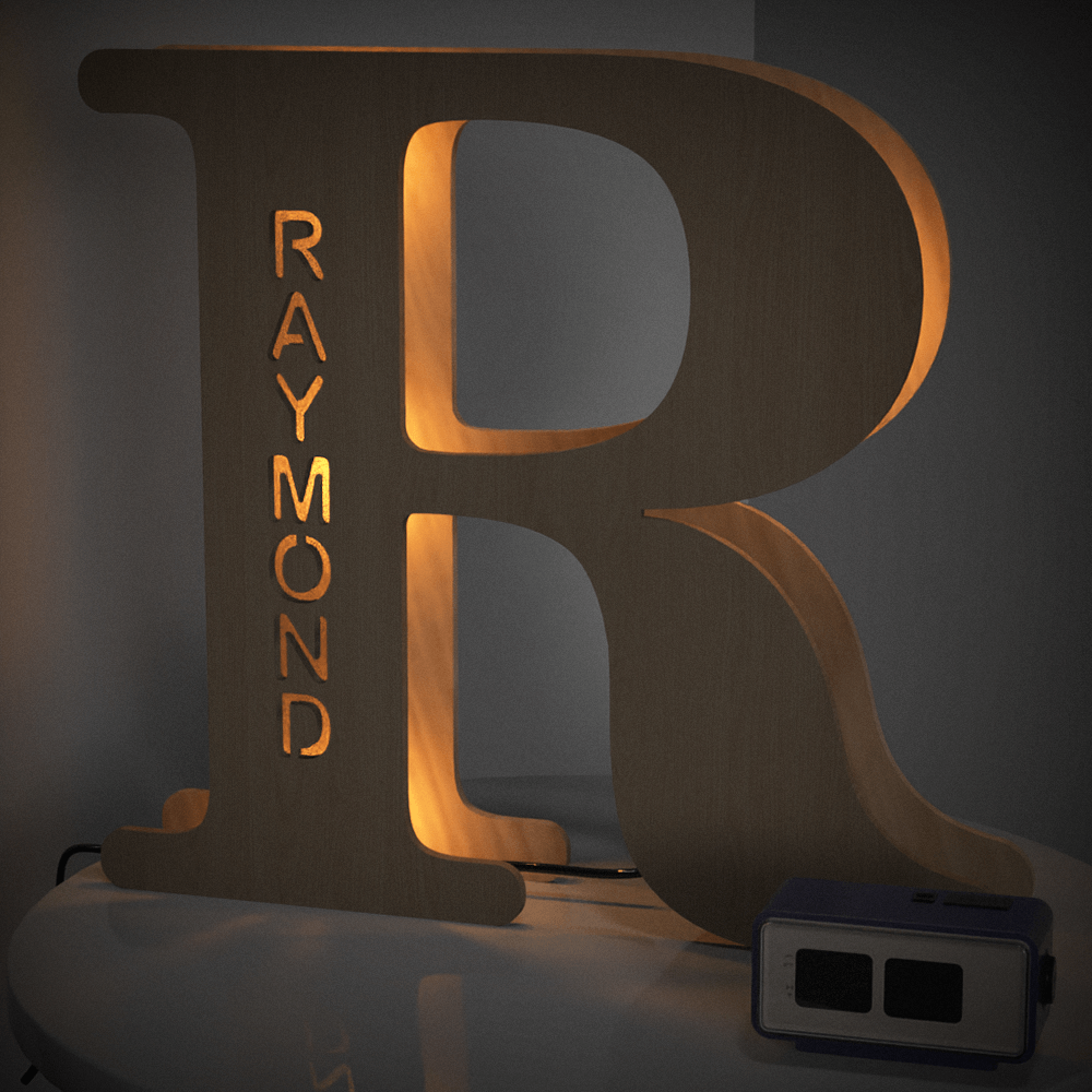 Radiant Custom Wooden Letter Lamp - Personalized Alphabet Night Light 19CM