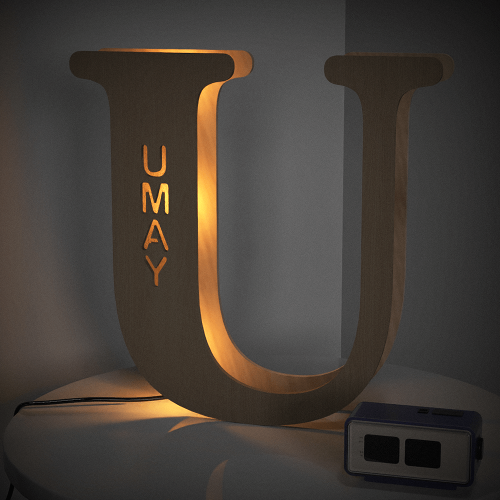 Radiant Custom Wooden Letter Lamp - Personalized Alphabet Night Light 19CM