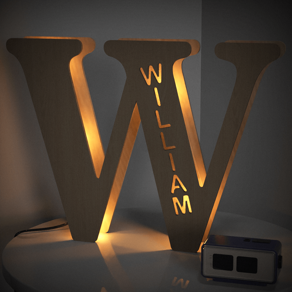 Radiant Custom Wooden Letter Lamp - Personalized Alphabet Night Light 19CM