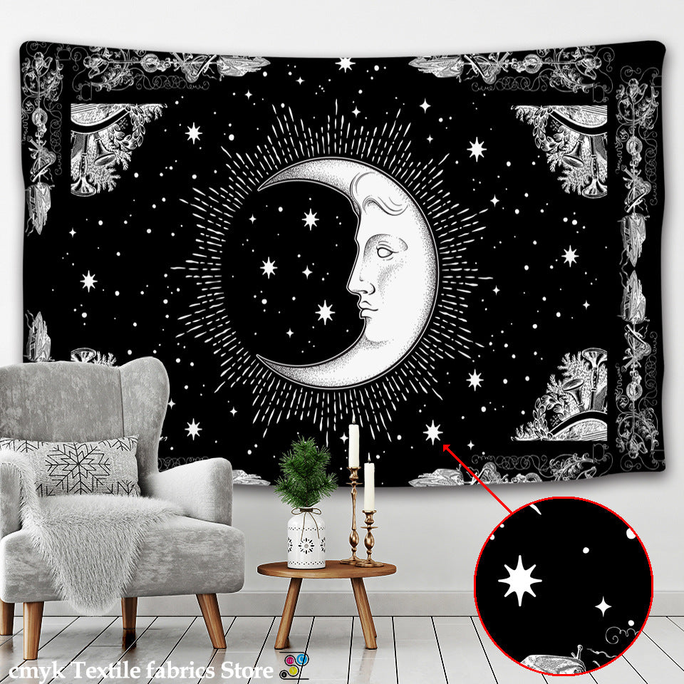 Moonlit Wiccan Ritual Tapestry: Celestial Decor