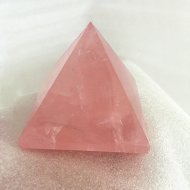 Natural Rose Quartz Pyramid Decor