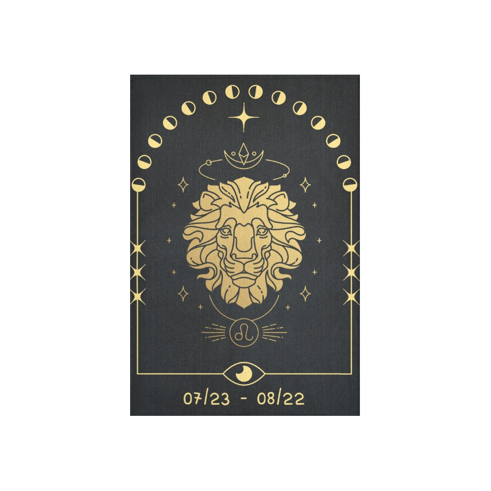 Leo Majestic Lion Tapestry in Black and Gold