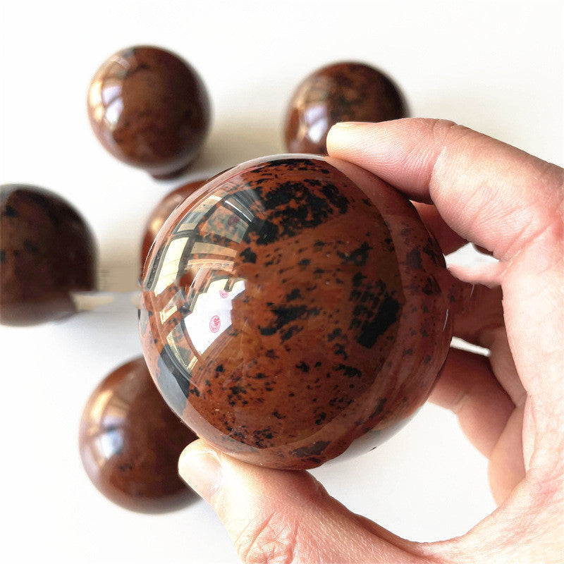 Red Obsidian Crystal Sphere Decor