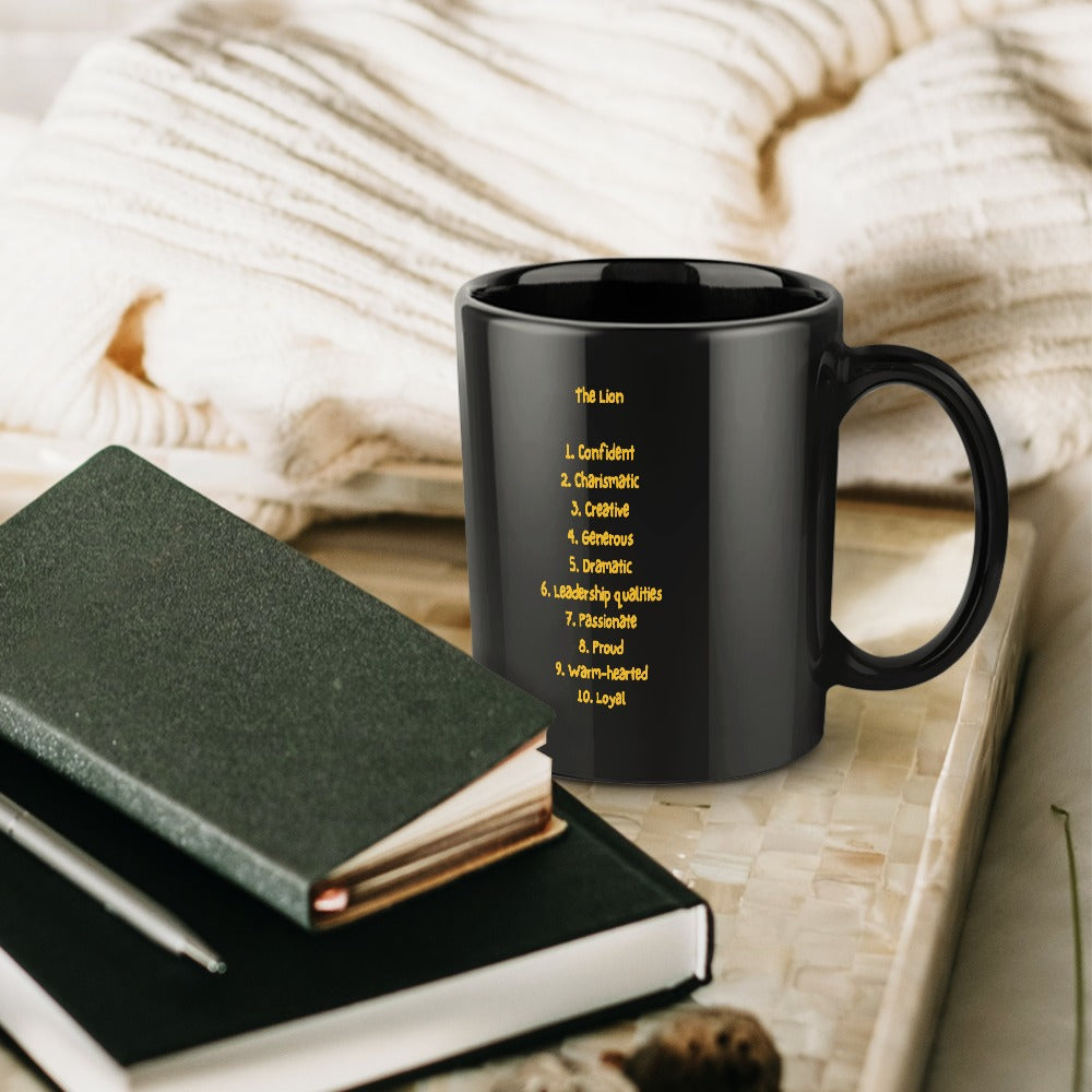 Leo Zodiac Coffee Mug – Black Edition