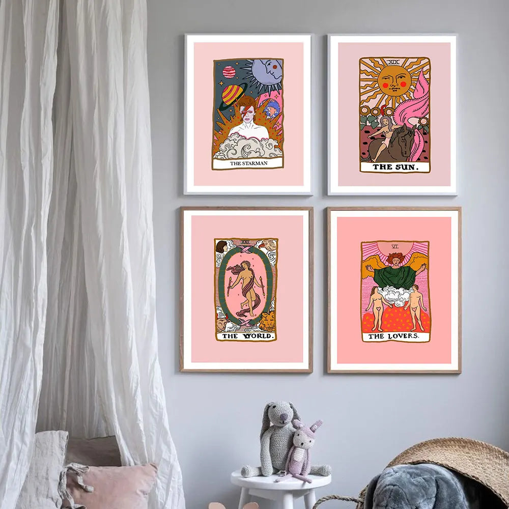 "Starman Tarot Canvas: Cosmic Elegance" hanging in child's room