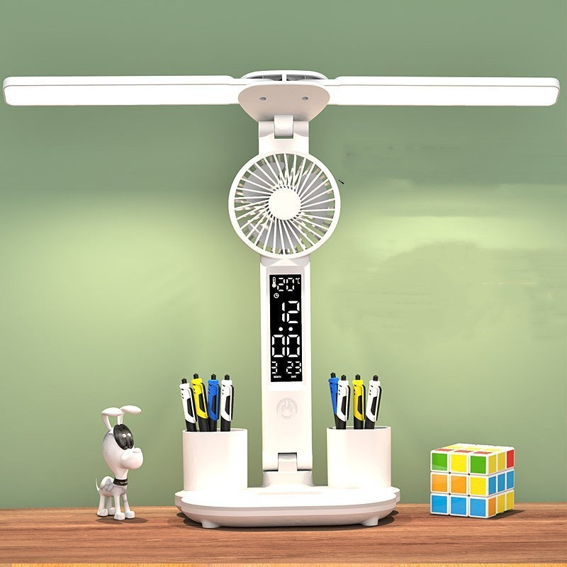 Celestial Foldable LED Desk Lamp with Fan & Pen Holder