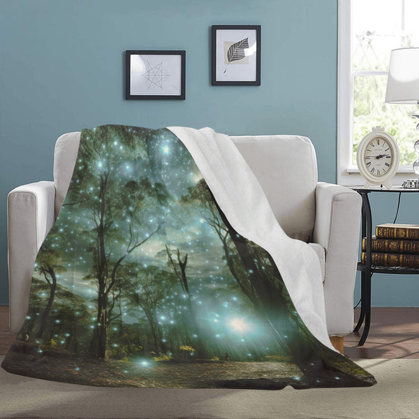 Starry Night Forest Fleece Blanket