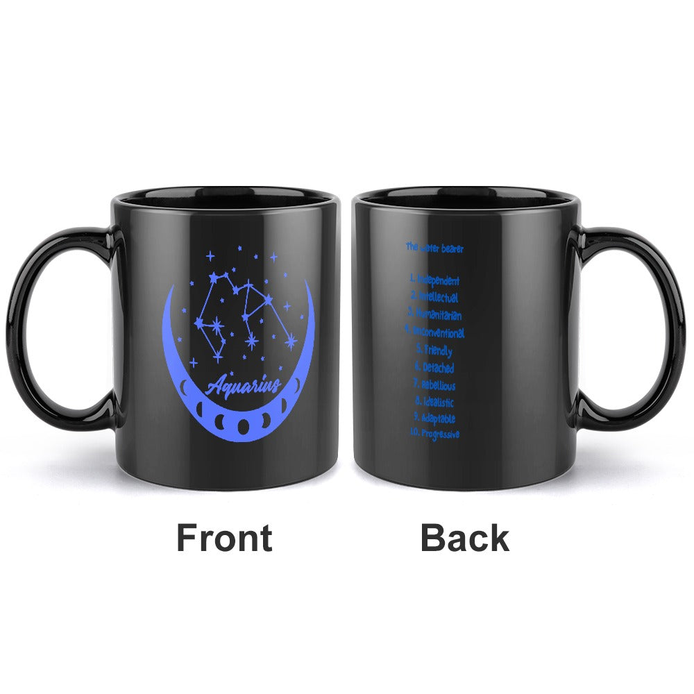 Aquarius Traits Zodiac Coffee Mug - Black Edition