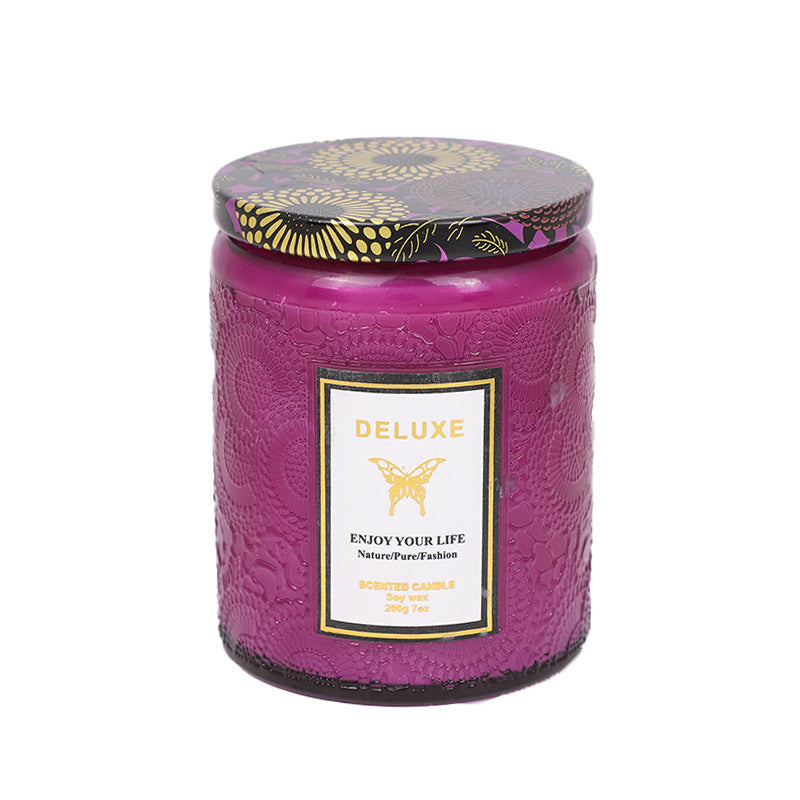 Embossed Glass Soy Candle