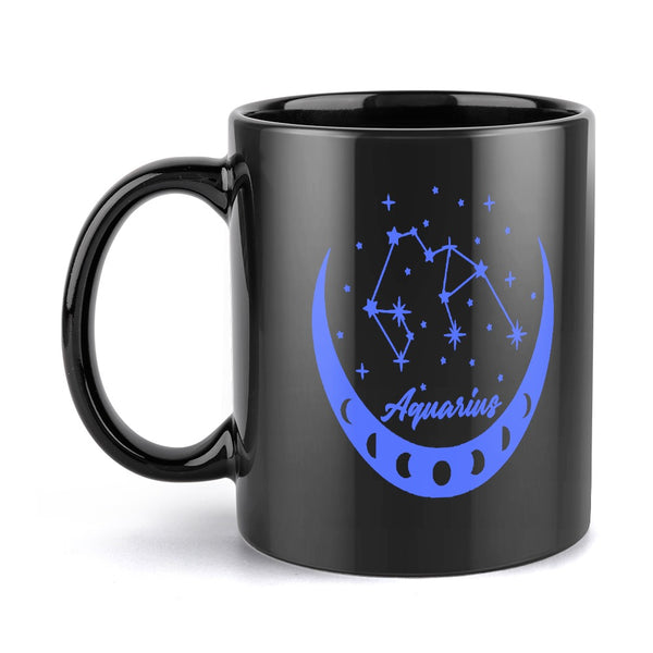 Aquarius Traits Zodiac Coffee Mug - Black Edition