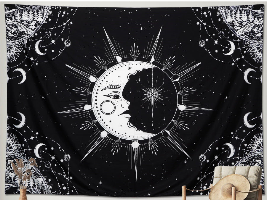 Moonlit Wiccan Ritual Tapestry: Celestial Decor