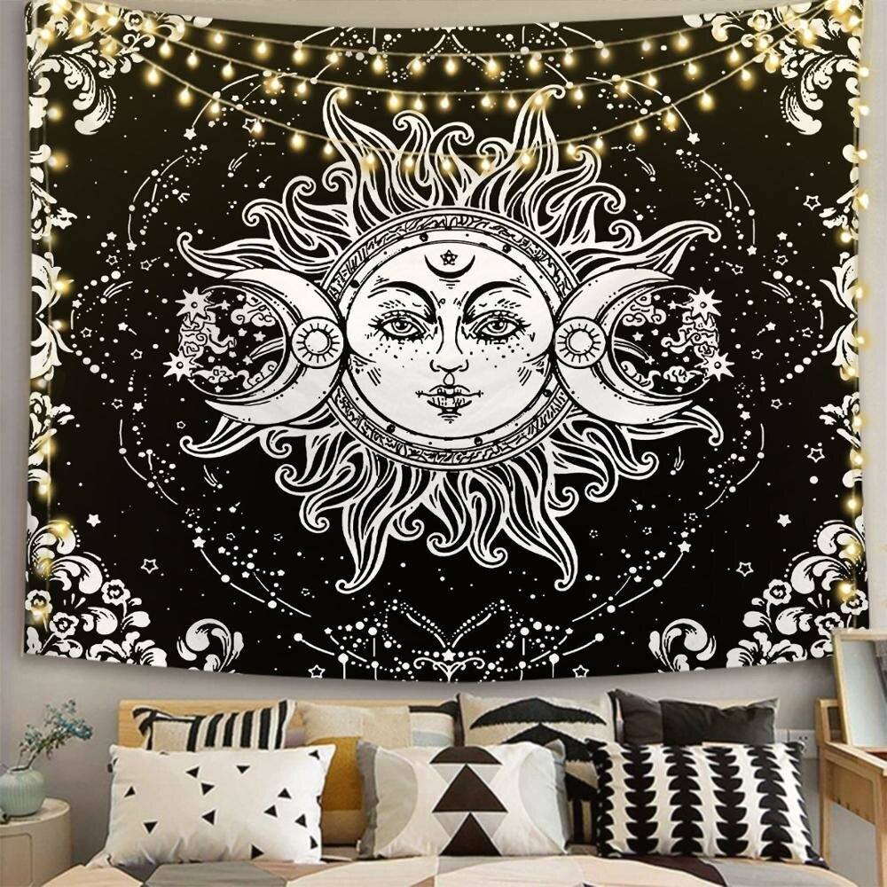 "Sun & Moon: Celestial Tapestry" Celestial sun and moon