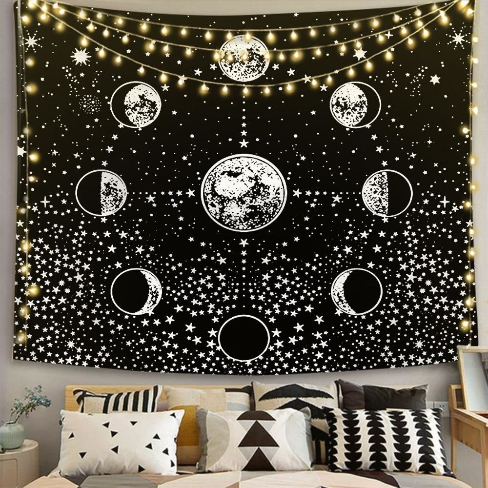 "Sun & Moon: Celestial Tapestry" Moon Phases with stars