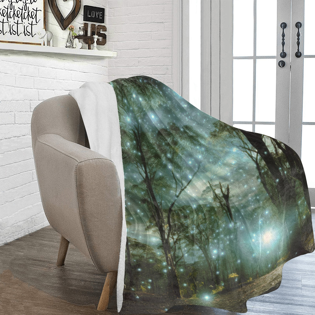 Starry Night Forest Fleece Blanket