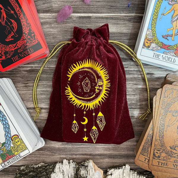 Velvet Tarot Bag Red & Gold