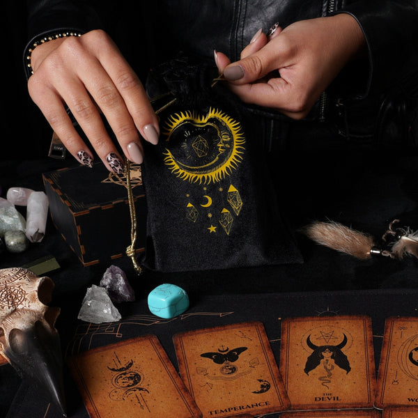 Velvet Tarot Cards Bag Black&Gold